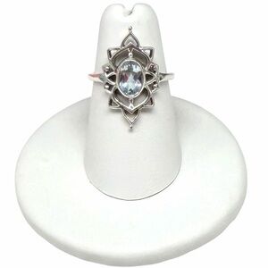 Blue Topaz Ring Size 6 Solid 925 Sterling Silver